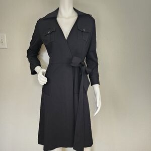 Etcetera Black Careerwear Wrap Shirt Dress Size 0